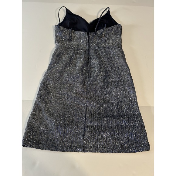 Shimmering Silver & Blue Sleeveless Mini Length w/ V Neck‎ & Adjustable Straps - Picture 3 of 8